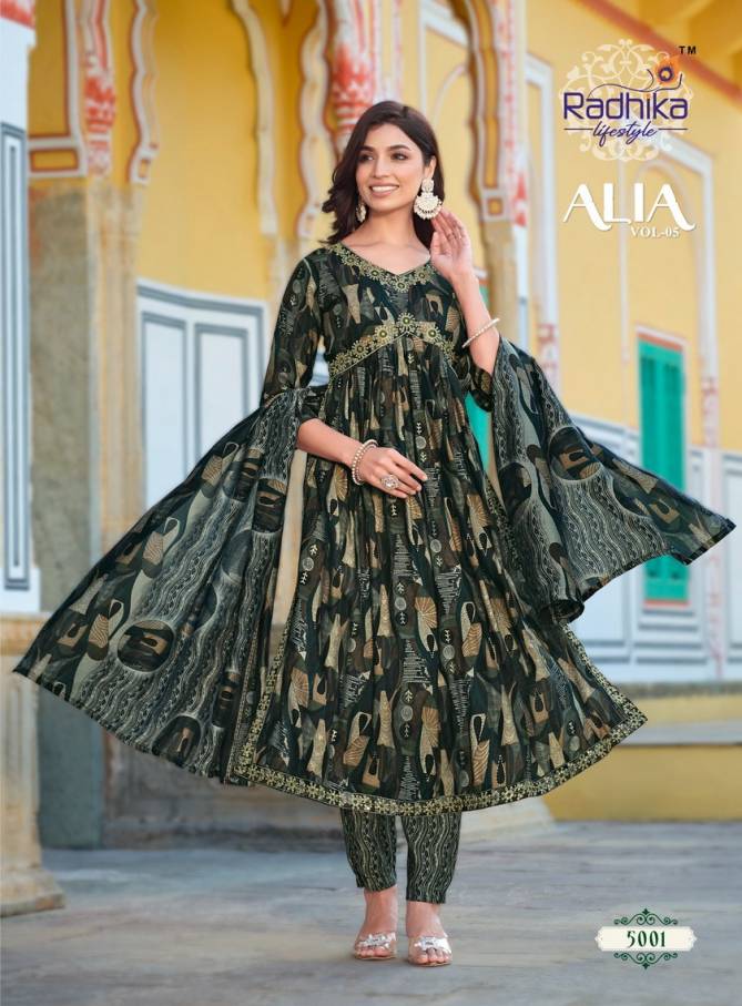 Alia Vol 5 By Radhika Alia Cut Kurti With Bottom Dupatta Catalog